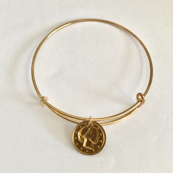 Vintage French Italian Coin Charm Bracelet Gold Plated Wire France Italy Lady - Picture 8 of 9